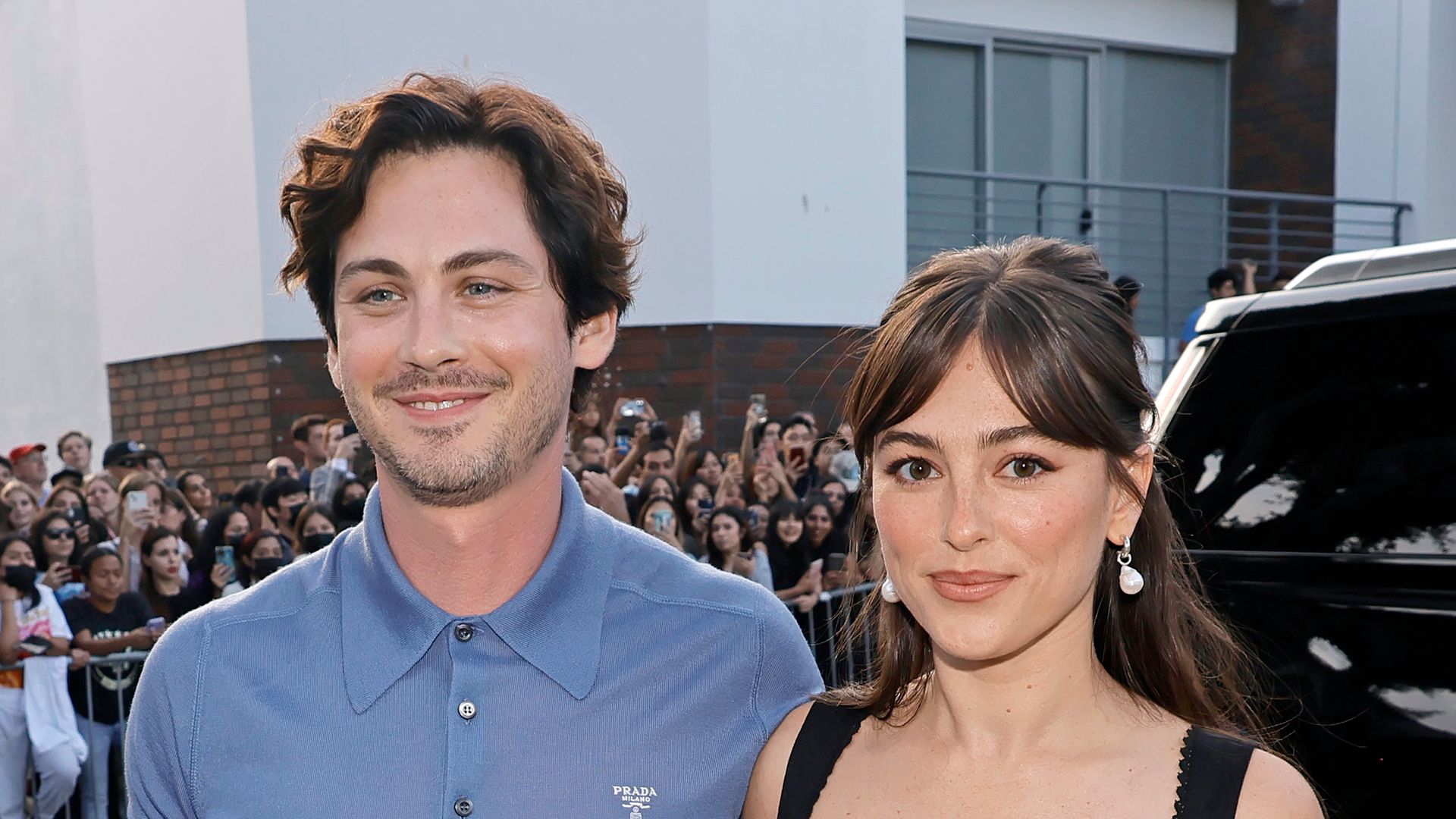 Logan Lerman and Analuisa Corrigan attend the Los Angeles Premiere of Columbia Pictures' "Bullet Train" at Regency Village Theatre on August 01, 2022 in Los Angeles, California