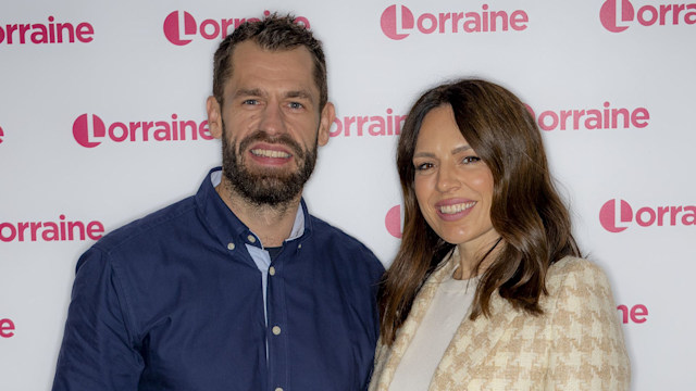 Kelvin Fletcher and Liz Fletcher on set of Lorraine