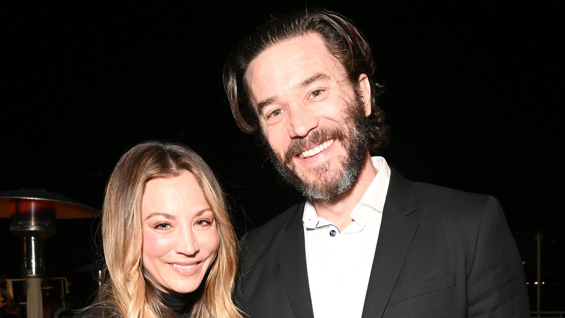Kaley Cuoco and Tom Pelphrey attend "Lawmen: Bass Reeves" Los Angeles Party at Sunset Tower Hotel on December 01, 2023 in Los Angeles, California