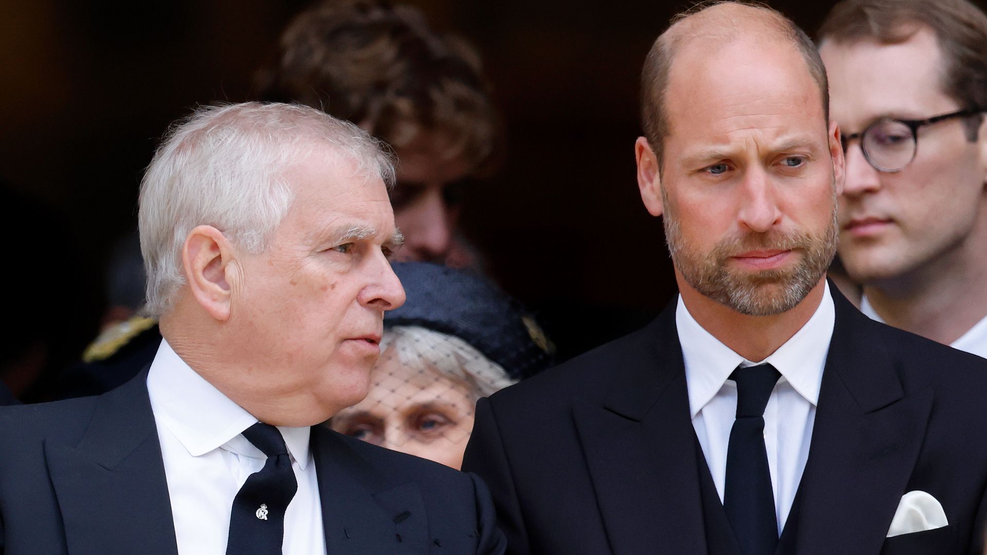 Prince Andrew and Prince William at Duchess of Kent's funeral
