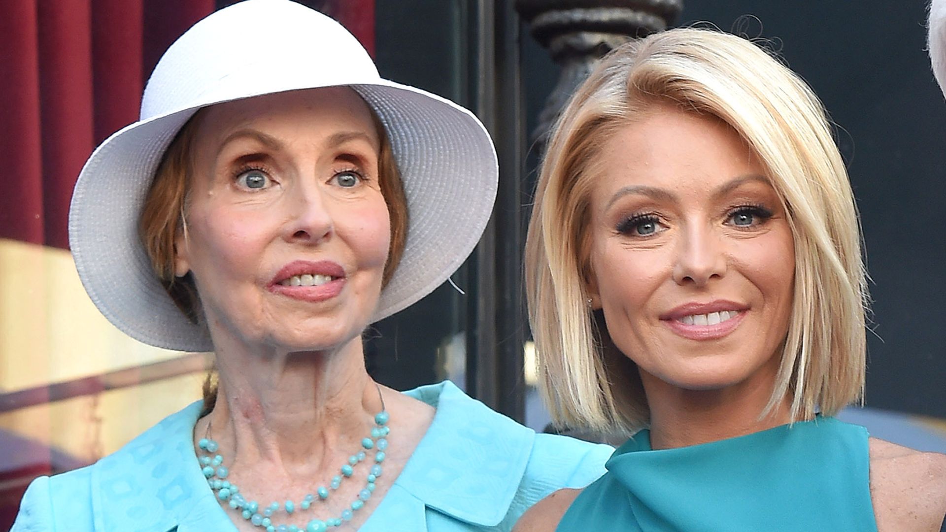 Kelly Ripa and mom Esther Ripa in matching teal outfits