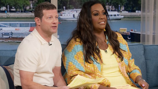 Dermot O'Leary and Alison Hammond sit on sofa as they present This Morning