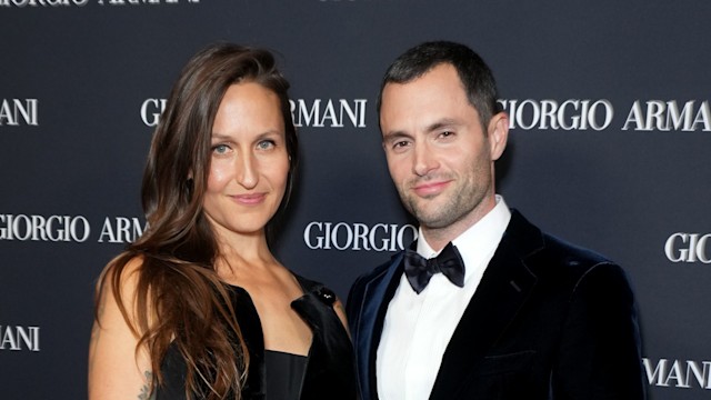 penn badgley and wife domino kirke giorgio armani fashion show nyc