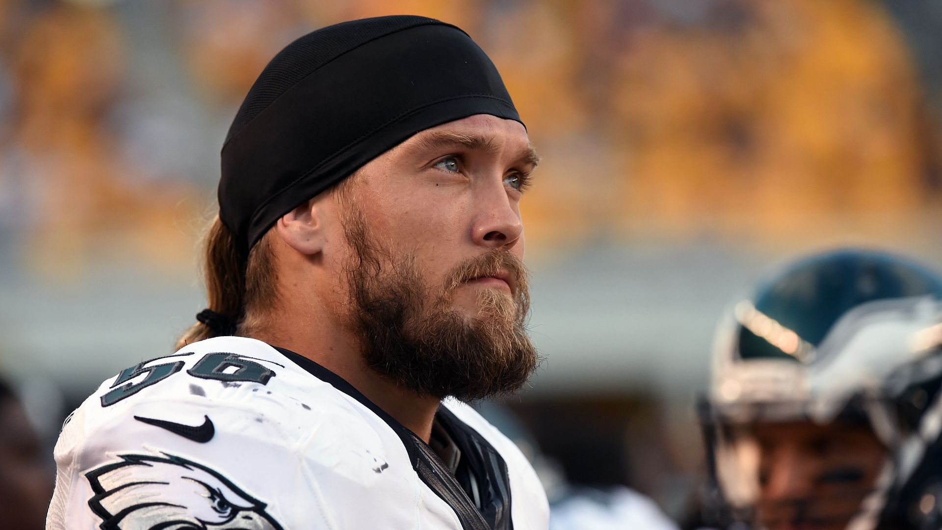 Defensive lineman Bryan Braman #56 of the Philadelphia Eagles looks on from the sideline during a National Football League preseason game against the Pittsburgh Steelers at Heinz Field on August 18, 2016 in Pittsburgh, Pennsylvania