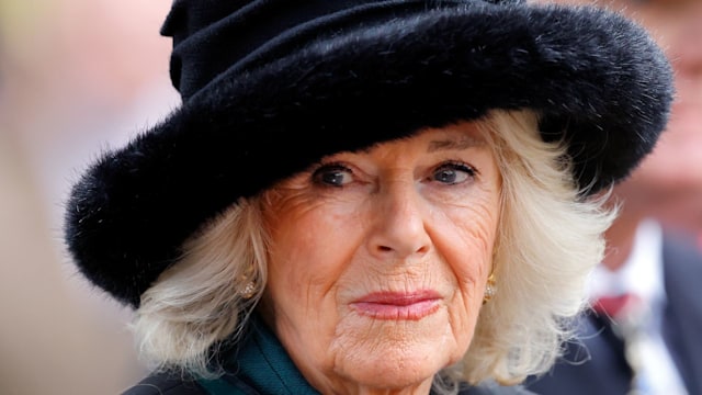 Queen Camilla looking sad 