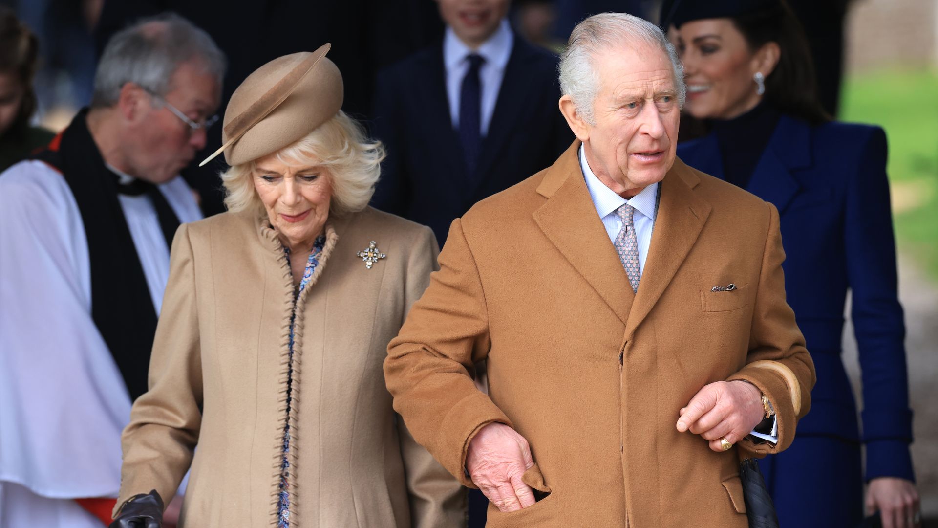 King Charles III and Queen Camilla attend the Christmas Morning Service at Sandringham Church