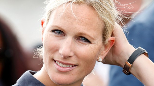 zara tindall wearing navy dress