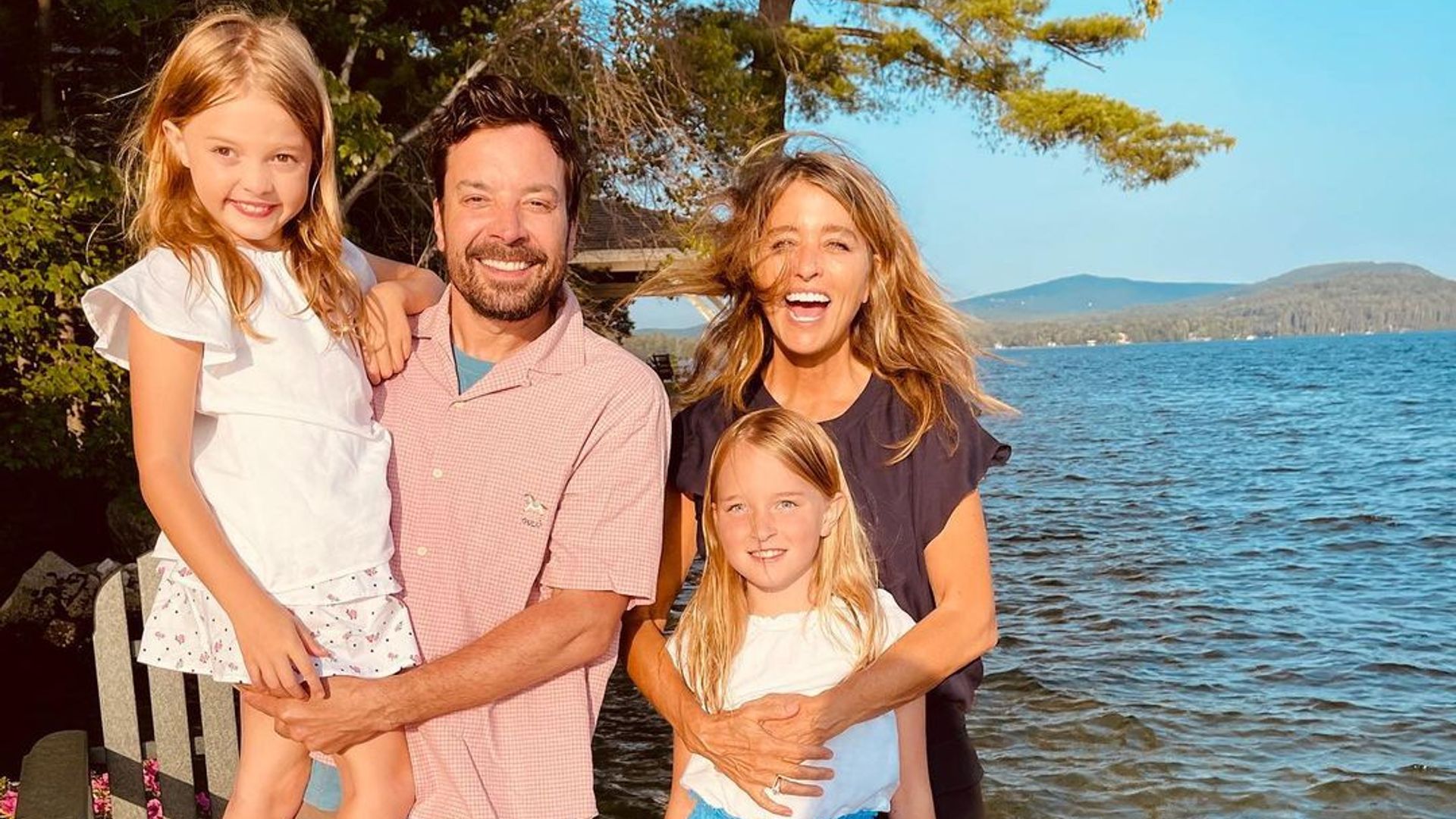 Jimmy Fallon and Nancy Juvonen with their daughters Winnie and Frances