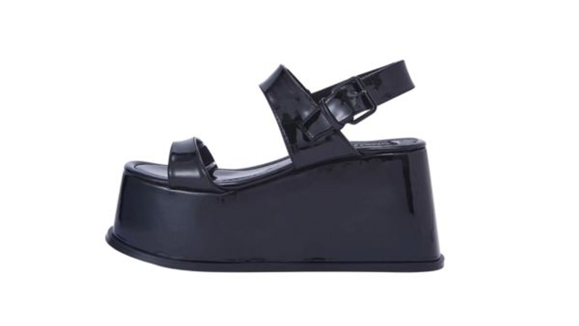 Serafina Black Patent Platform Sandal - Shellys