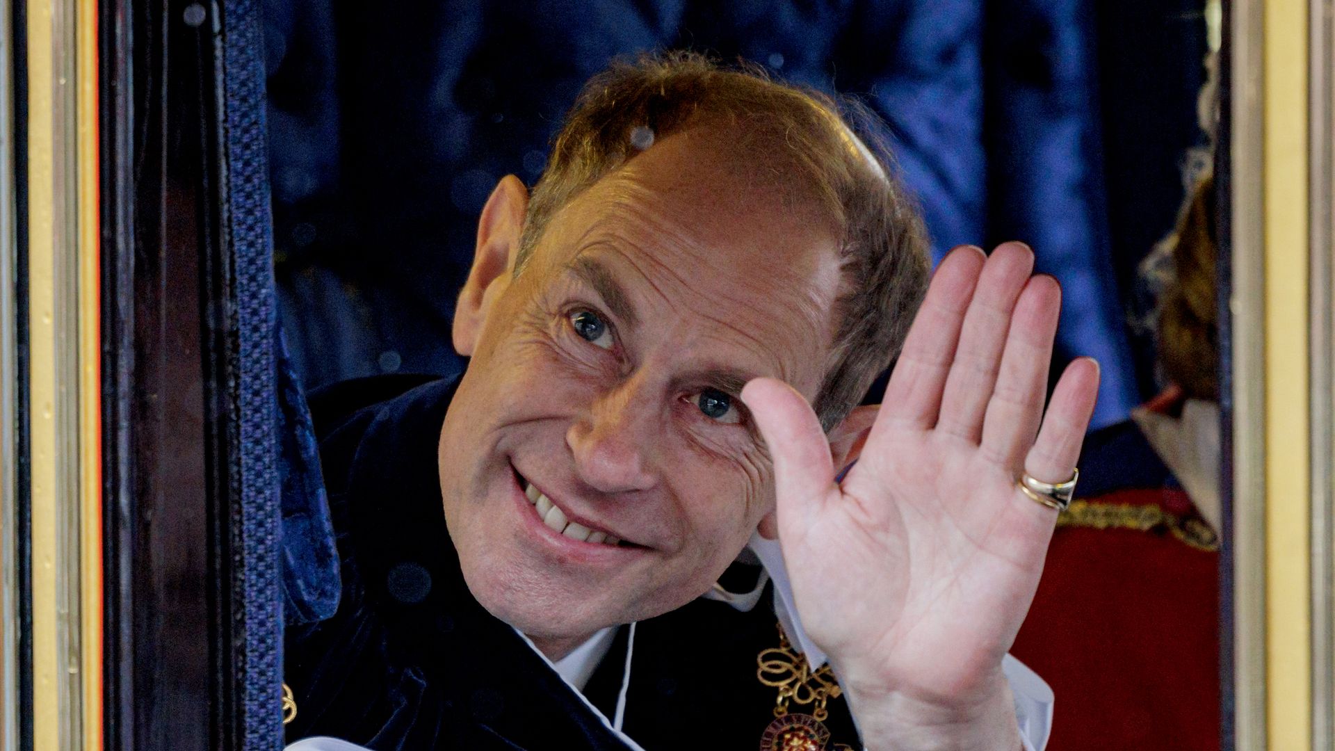 Prince Edward waving in carriage 