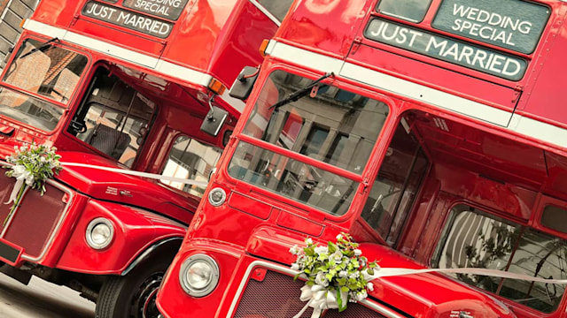 london wedding bus