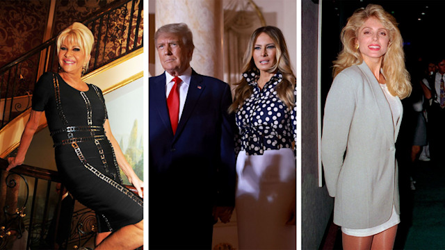 L to R: Ivana Trump, Donald Trump, Melania Trump, Marla Maples