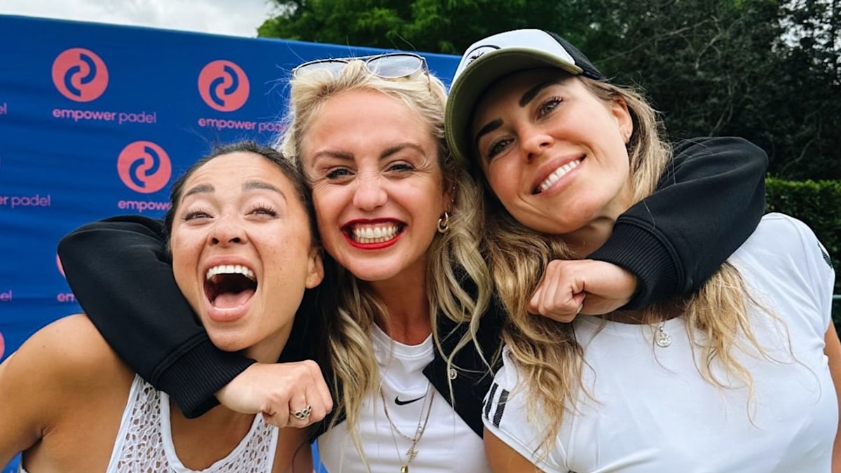 Katya Jones looks effortlessly sporty as she competes in a padel charity event