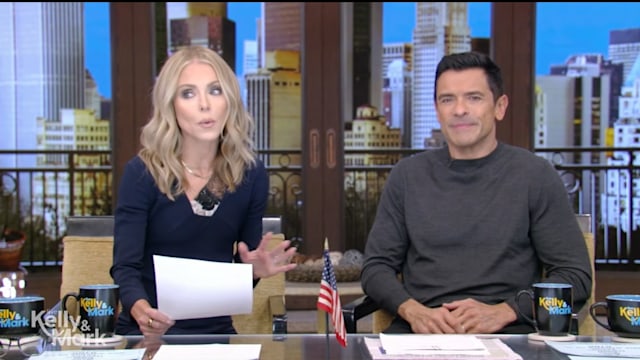 Kelly Ripa and Mark Consuelos in the Live studios 
