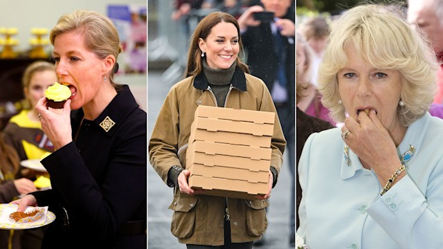 Sophie Wessex, Princess Kate, Queen Camilla eating