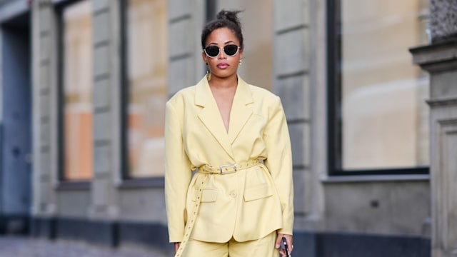 Ellie Delphine outside Mark Kenly Domino Tan, during the Copenhagen Fashion Week AW24 