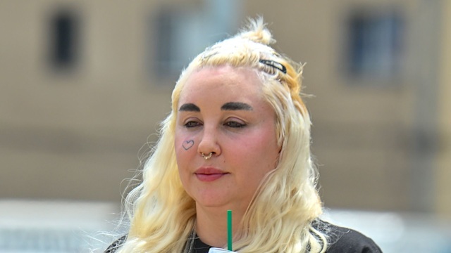 Amanda Bynes is seen out and about sipping on a drink on April 25, 2024 in Los Angeles, California.