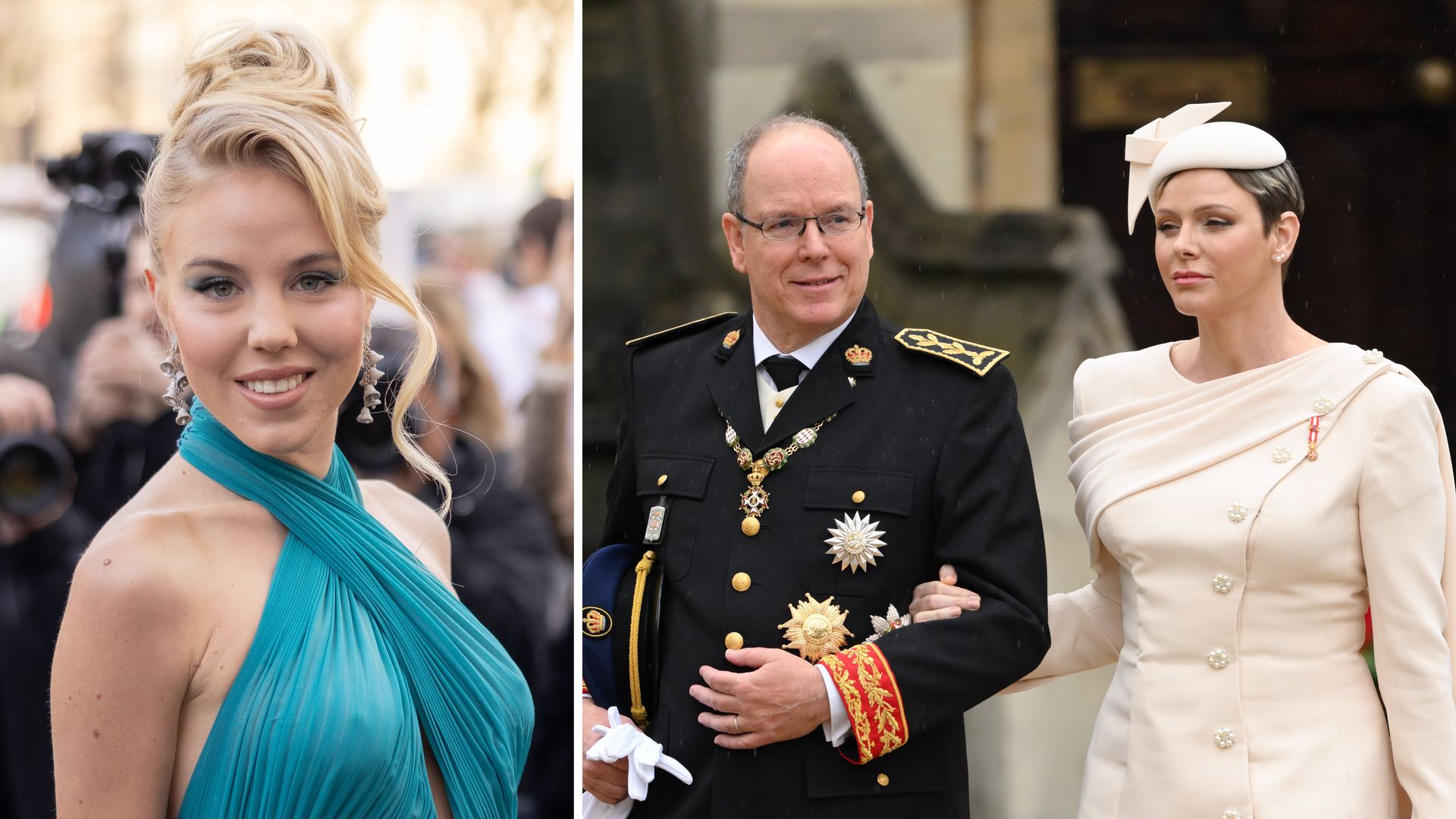 Picture of Princess Maria Carolina alongside a picture of Princess Charlene and Prince Albert