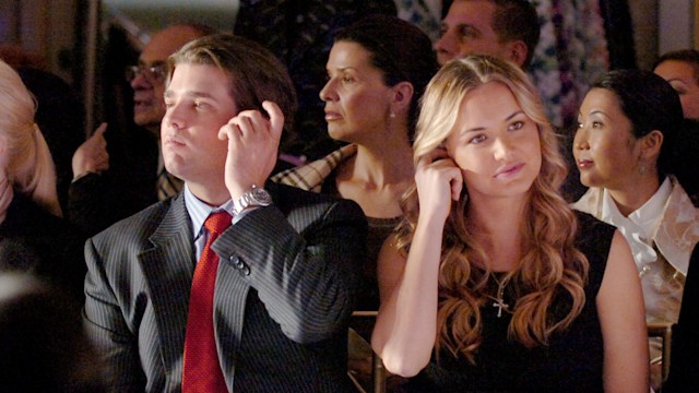 donald trump jr and vanessa trump sitting front row fashion show