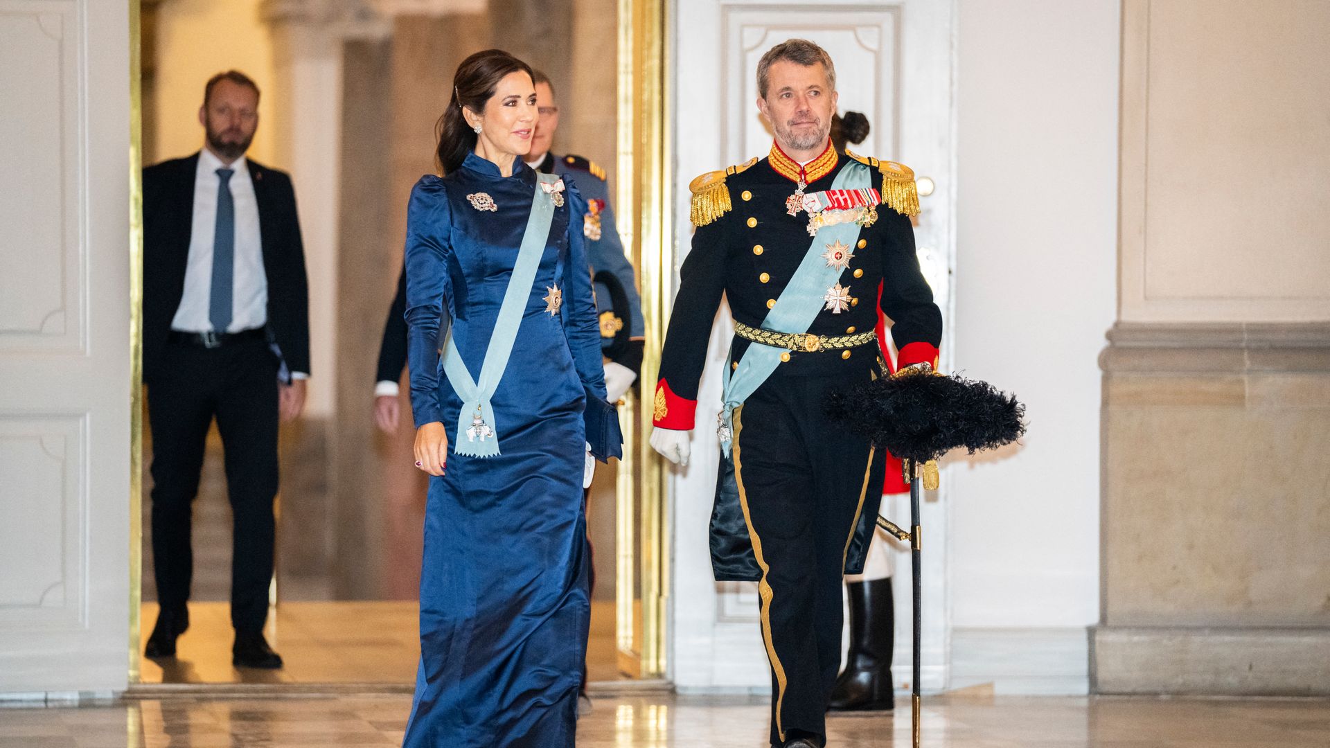 Crown Princess Mary and Crown Prince Frederik arrive at Christiansborg reception