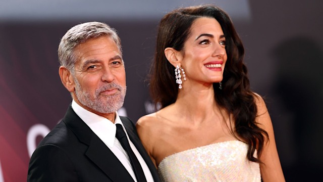 George Clooney and Amal Clooney attend "The Tender Bar" Premiere during the 65th BFI London Film Festival at The Royal Festival Hall on October 10, 2021 in London, England