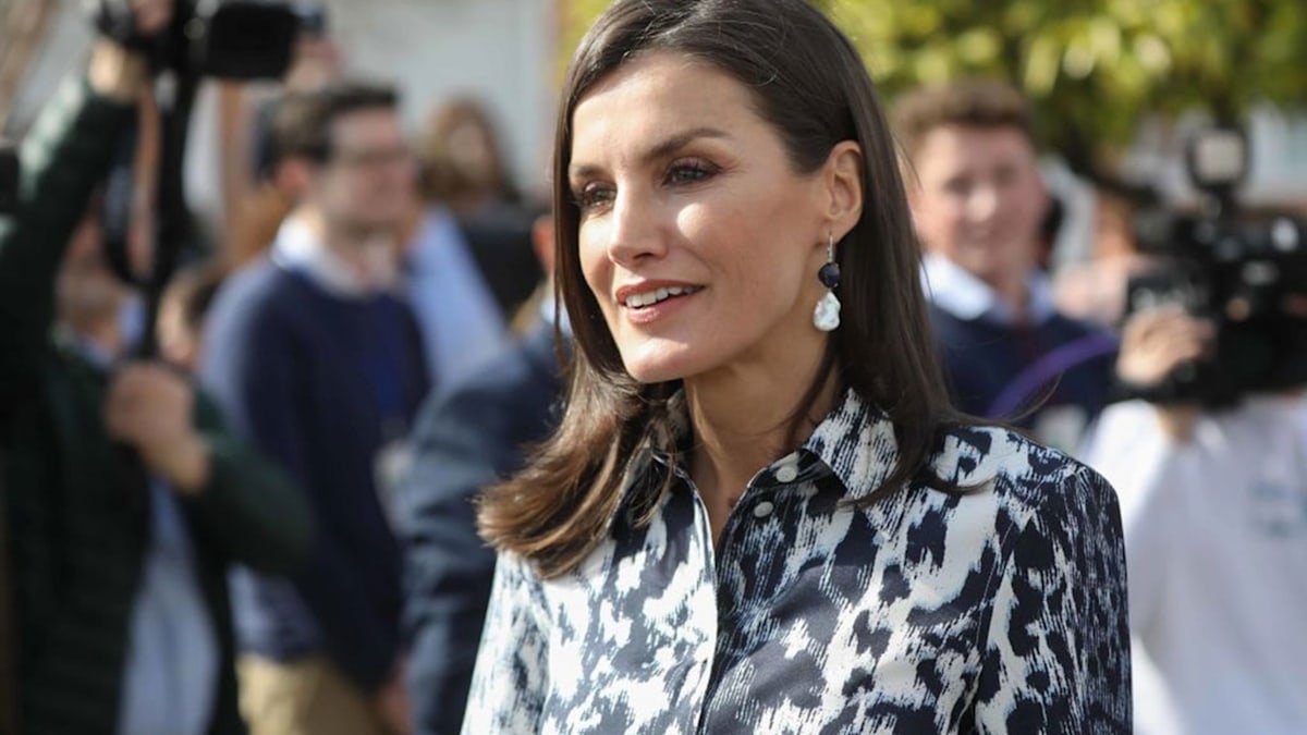 Queen Letizia channels Victoria Beckham in the chicest leopard print co ...