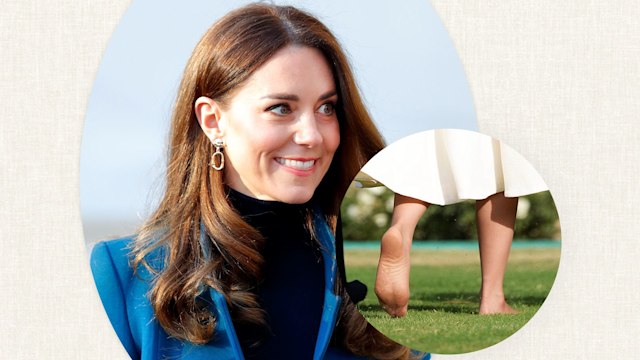 collage of princess kate and her bare feet