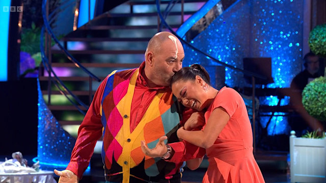 Wynne Evans and Katya Jones after dancing a quickstep