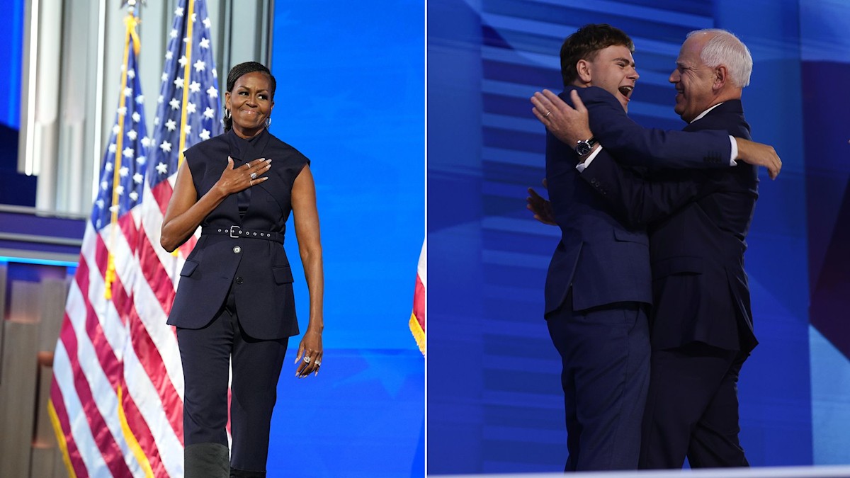 Michelle Obama reacts best to Tim Walz's son Gus's viral DNC moment