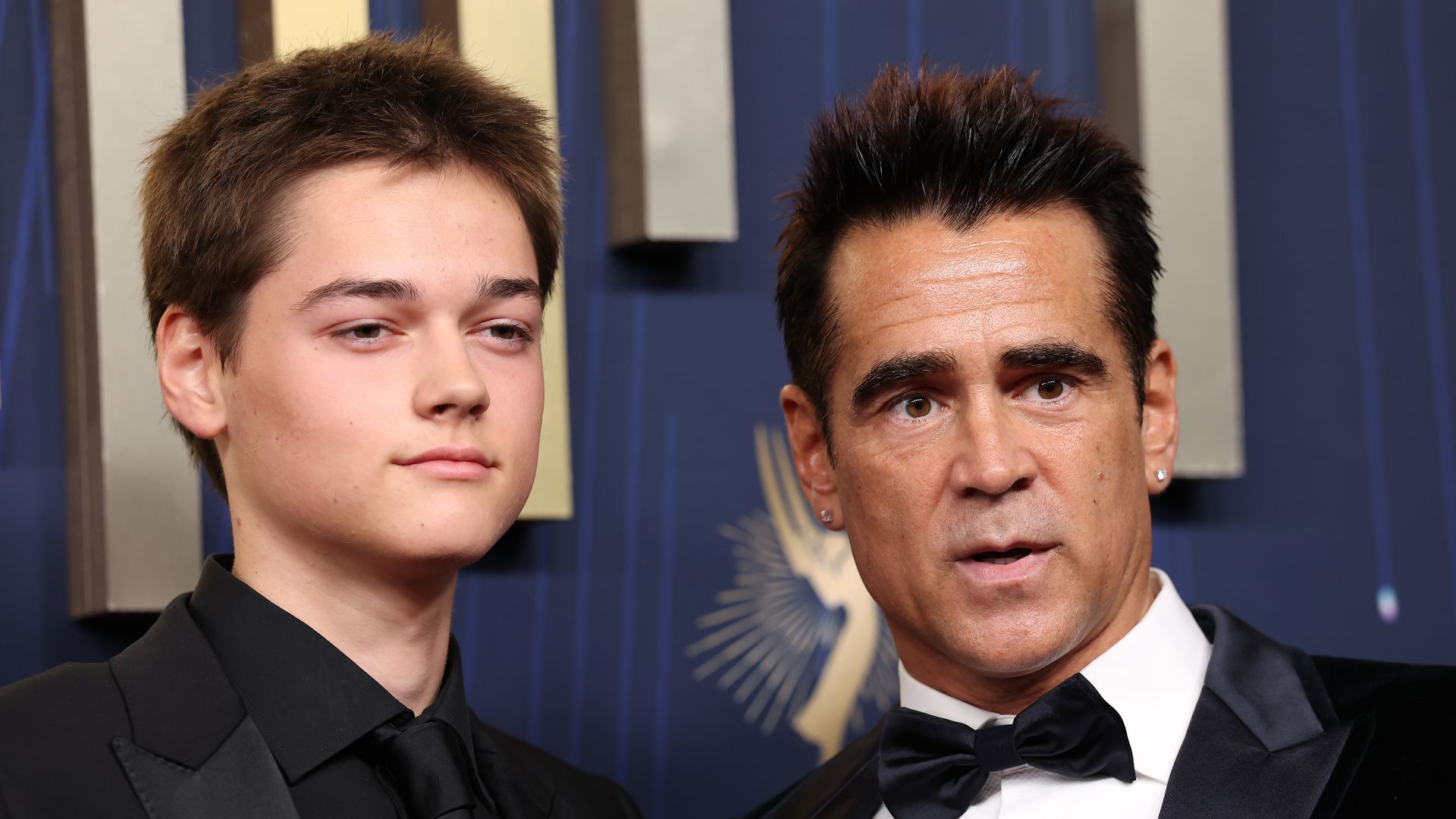 Colin Farrell with his teen son Henry red carpet Emmys looking tall