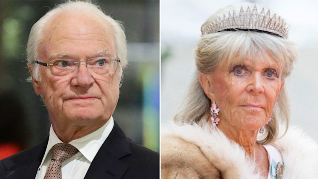 A split image of King Carl Gustaf and his sister Princess Birgitta 