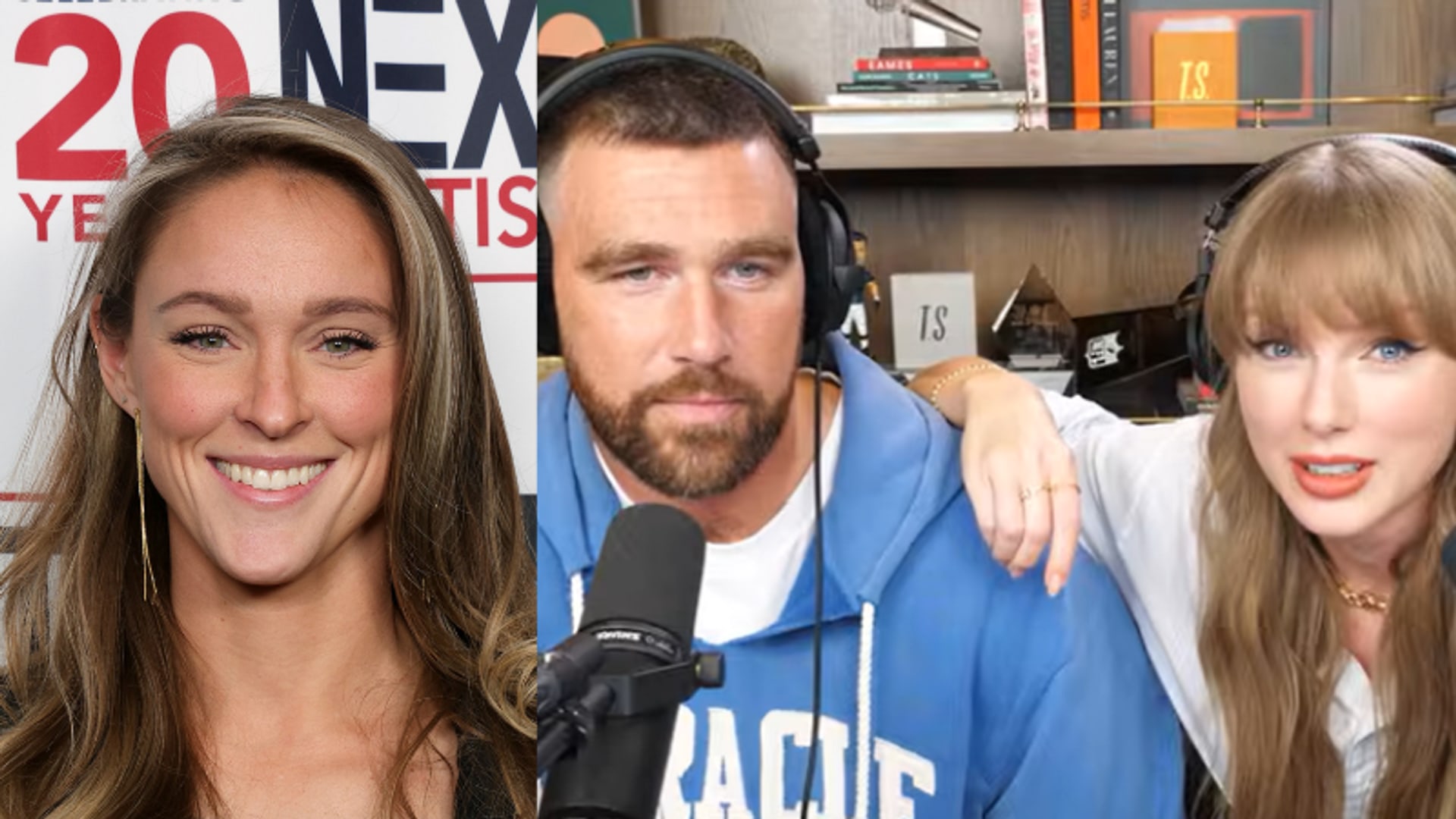 Kylie Kelce, Travis Kelce, and Taylor Swift