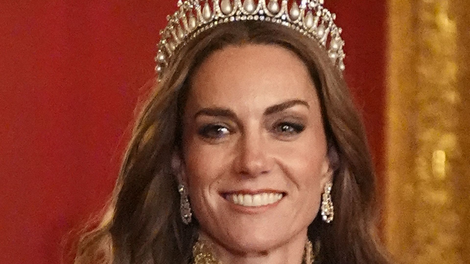 Catherine, Princess of Wales in gold dress and diamond tiara