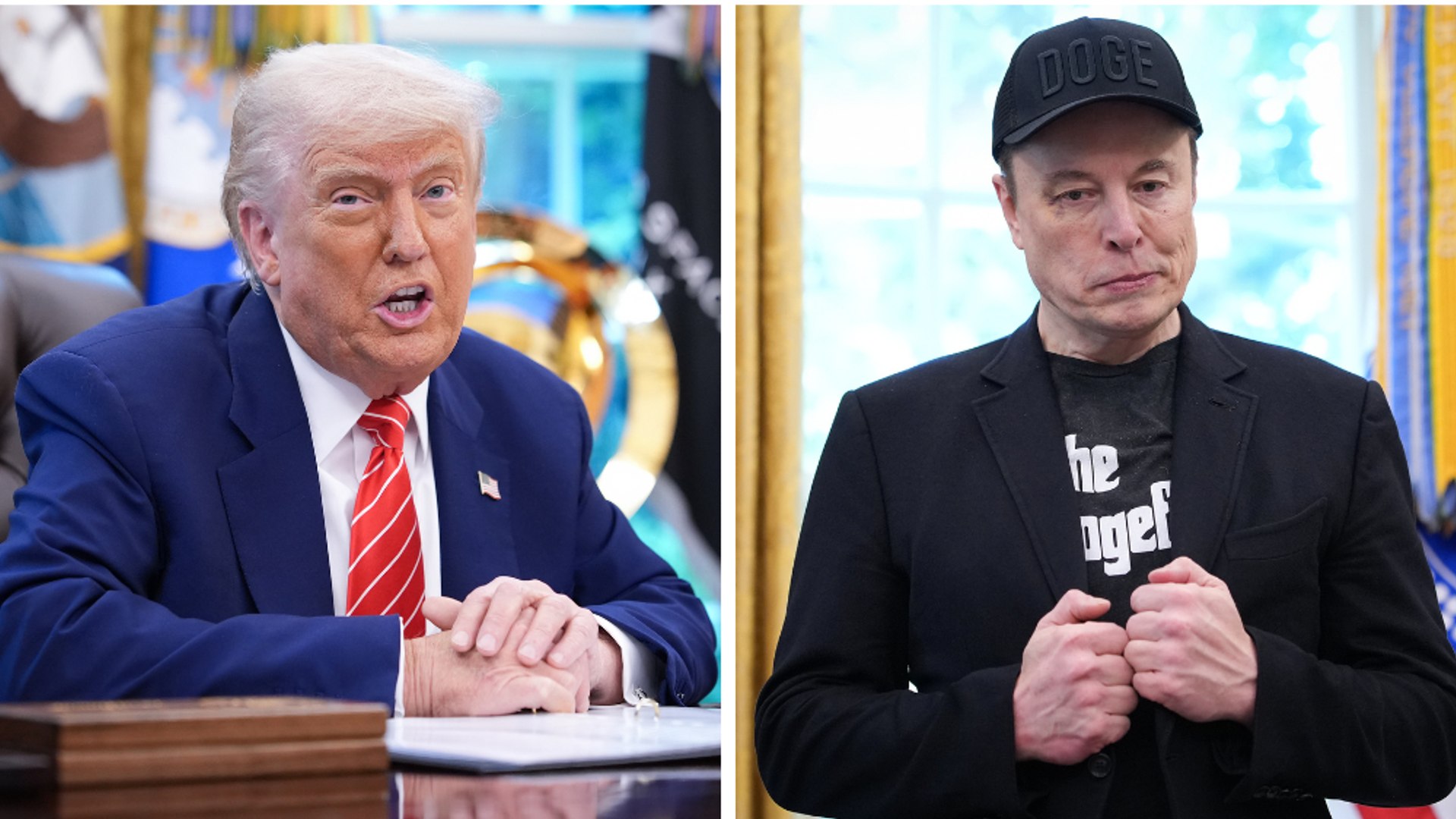 elon musk donald trump split image