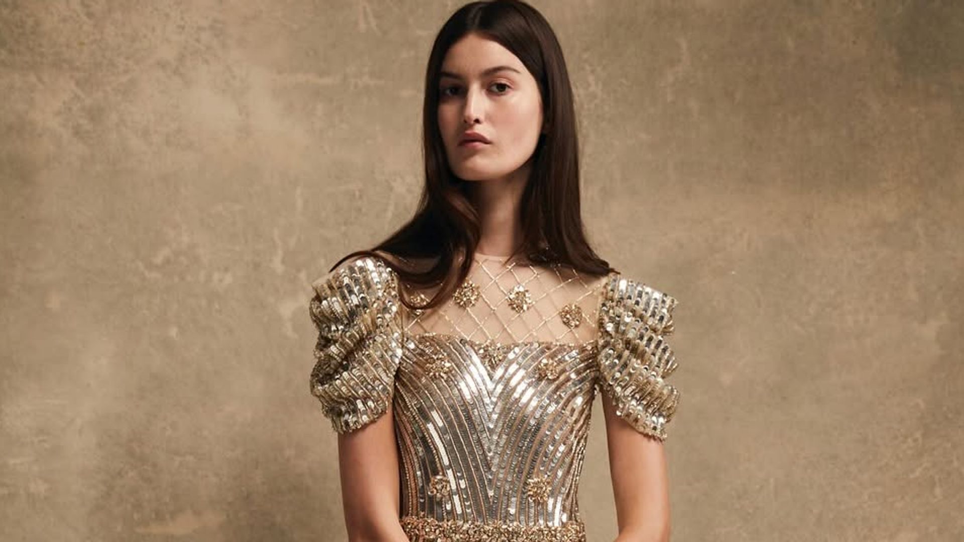 Huishan Zhang gold dress