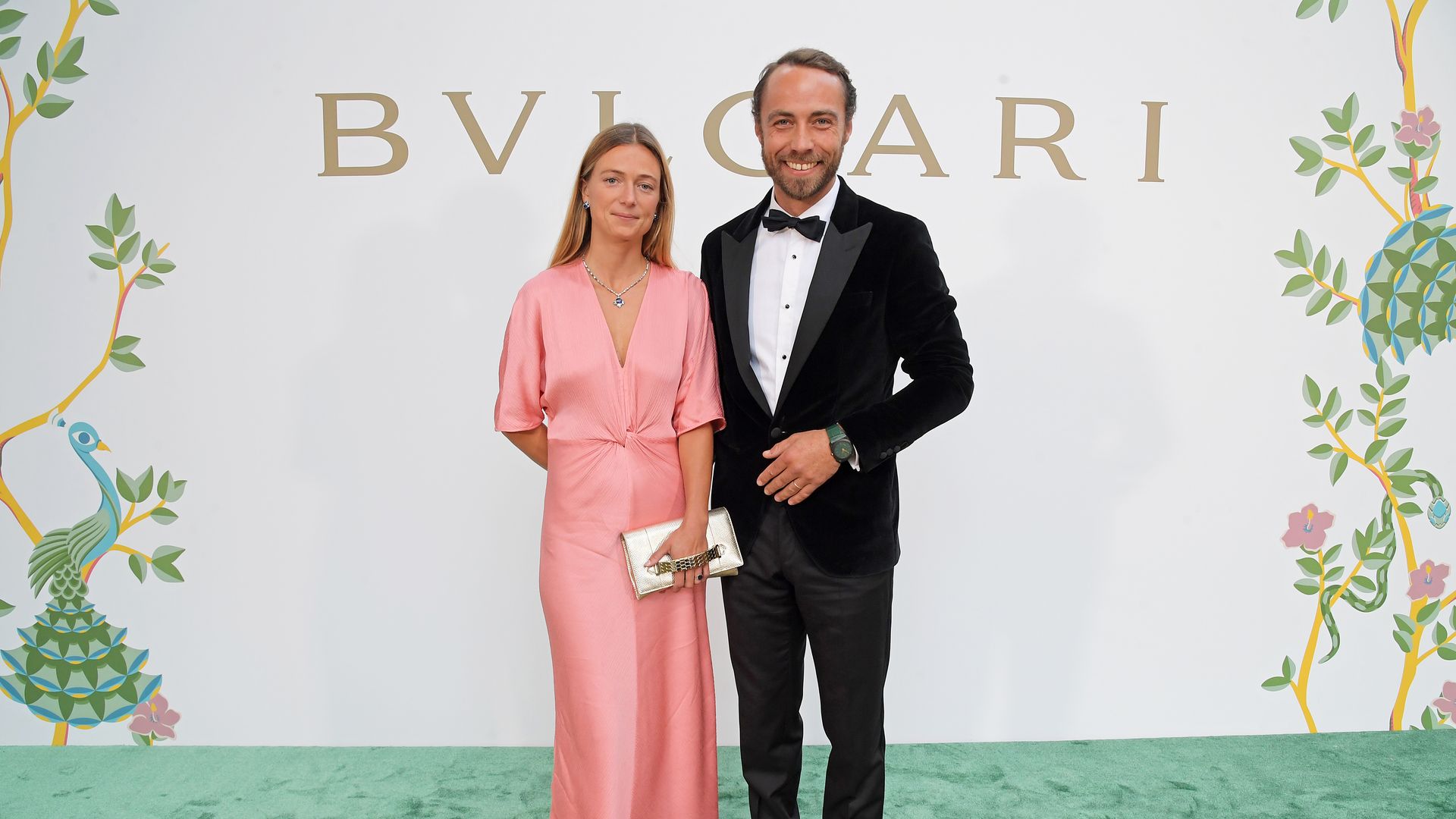 Alizee Thevenet in pink dress and James Middleton in suit