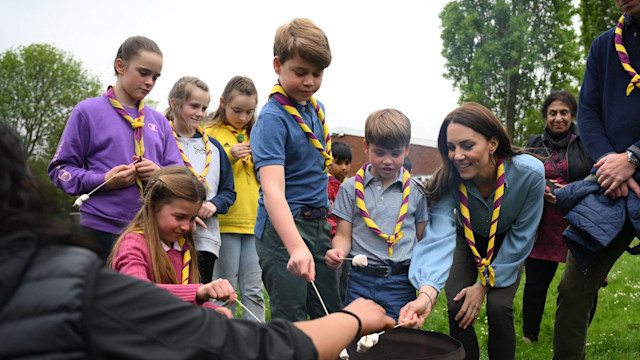 The Wales family visit the 3rd Upton Scouts Hut in Slough, west of London