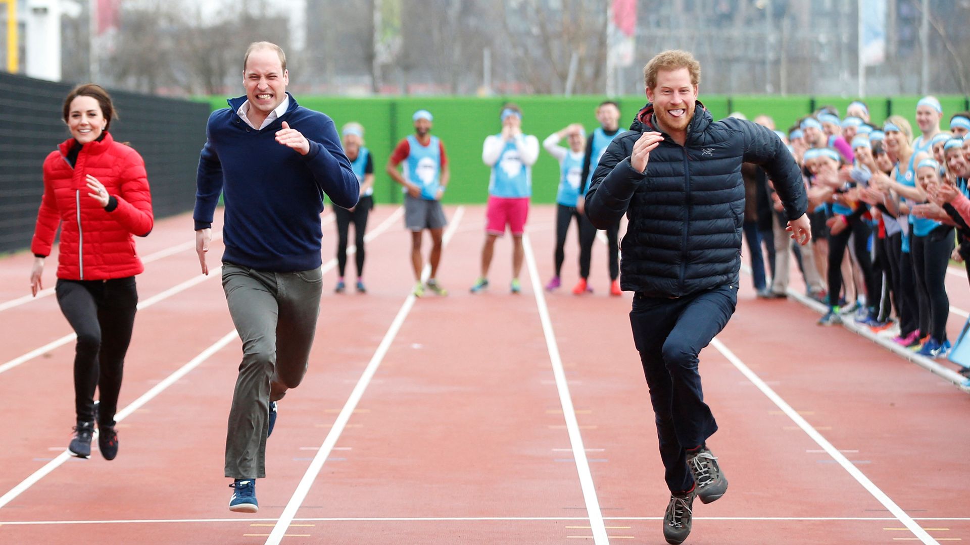 Kate Middleton, Prince William and Prince Harry running