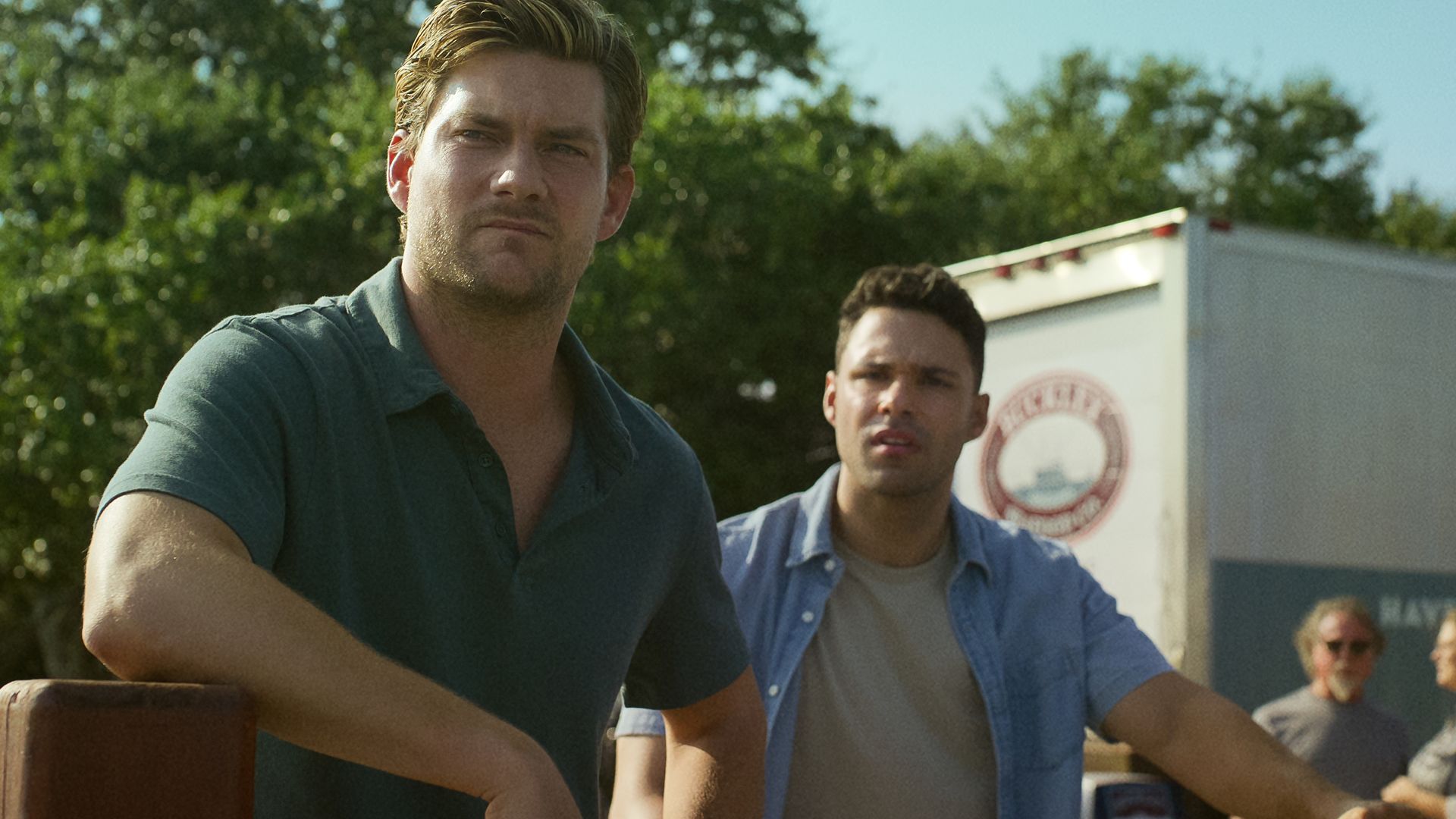 Jake Weary as Cane Buckley, Rafael Silva as Shawn West in The Waterfront