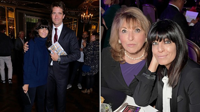 Split image of Claudia Winkleman with husband Kris Thykier and mum Eve Pollard