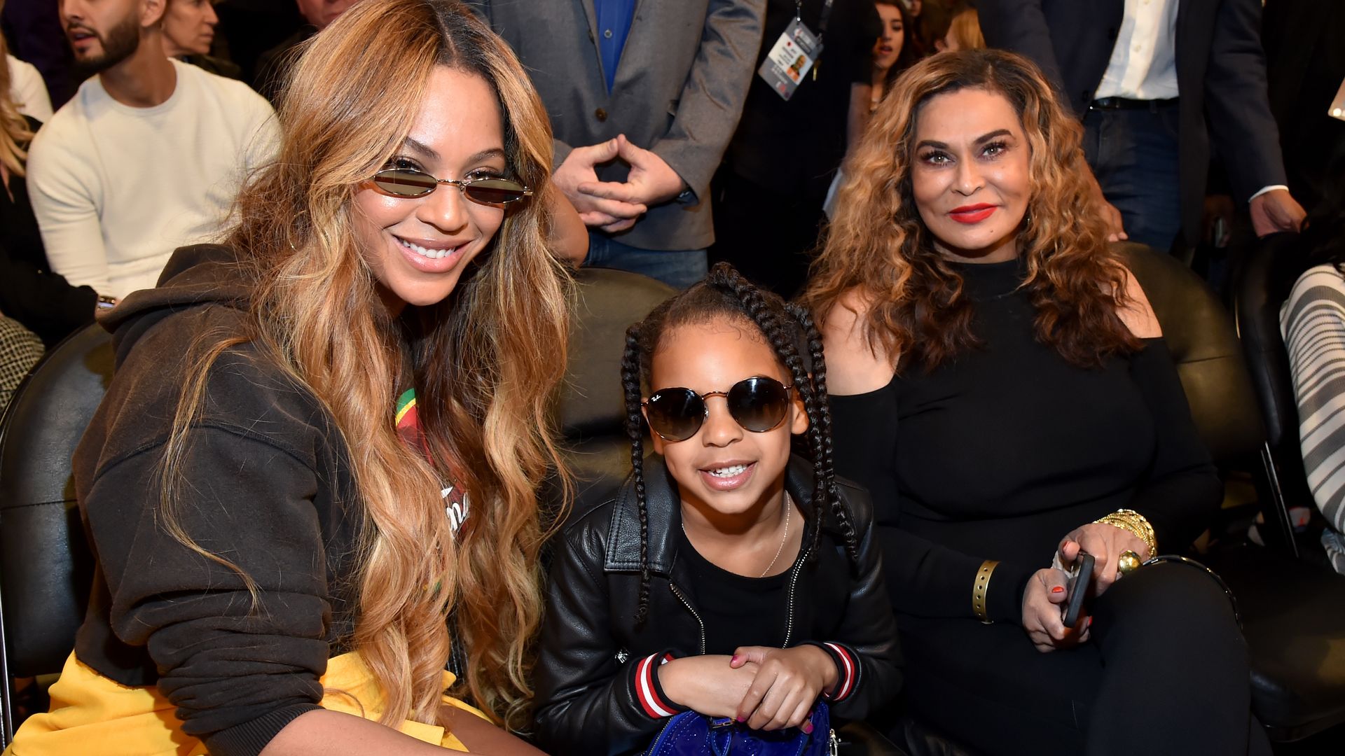 Beyonce sat with her daughter and her mom at an NBA game