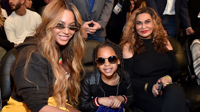 Beyonce sat with her daughter and her mom at an NBA game
