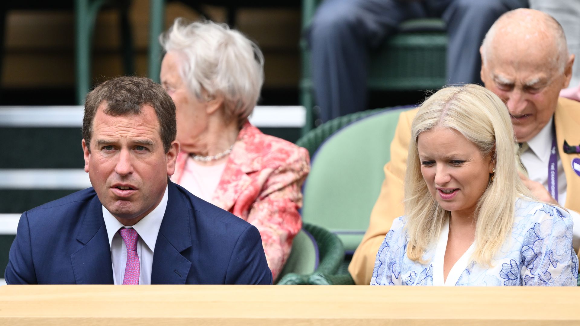  Peter Phillips and Lindsay Wallace attend day ten of the Wimbledon Tennis Championships 