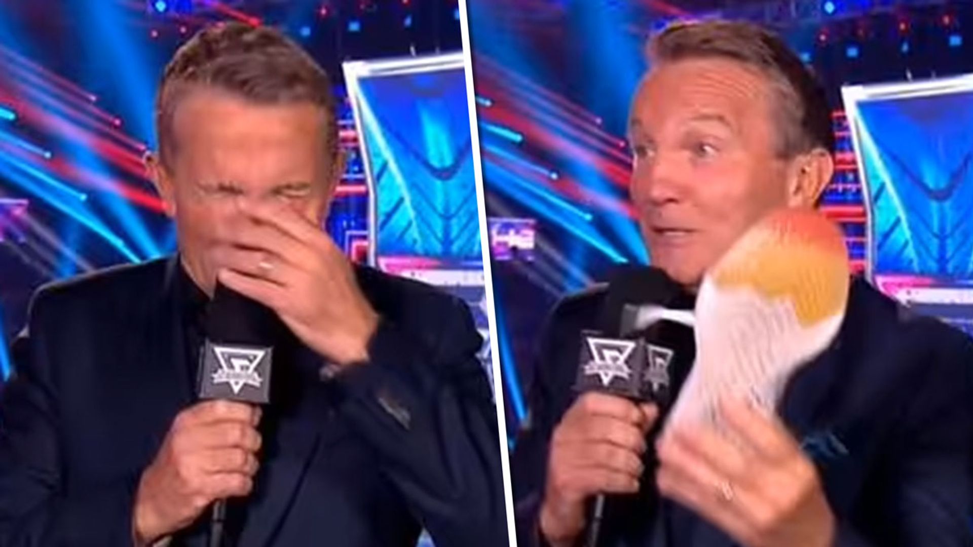 Bradley Walsh hit in the face on BBC's Gladiators