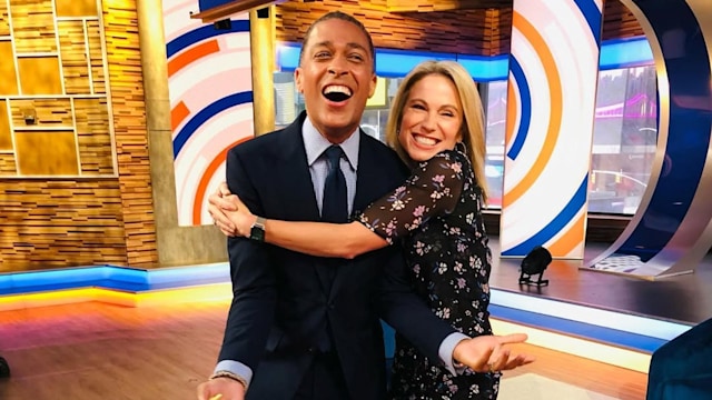 Amy Robach and T.J. Holmes in the GMA studios 