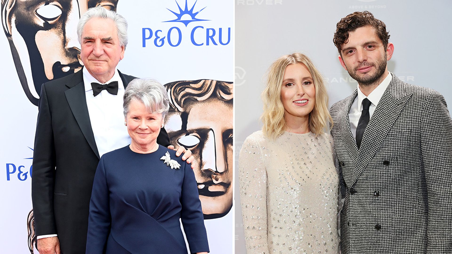 split image, man and woman on red carpet