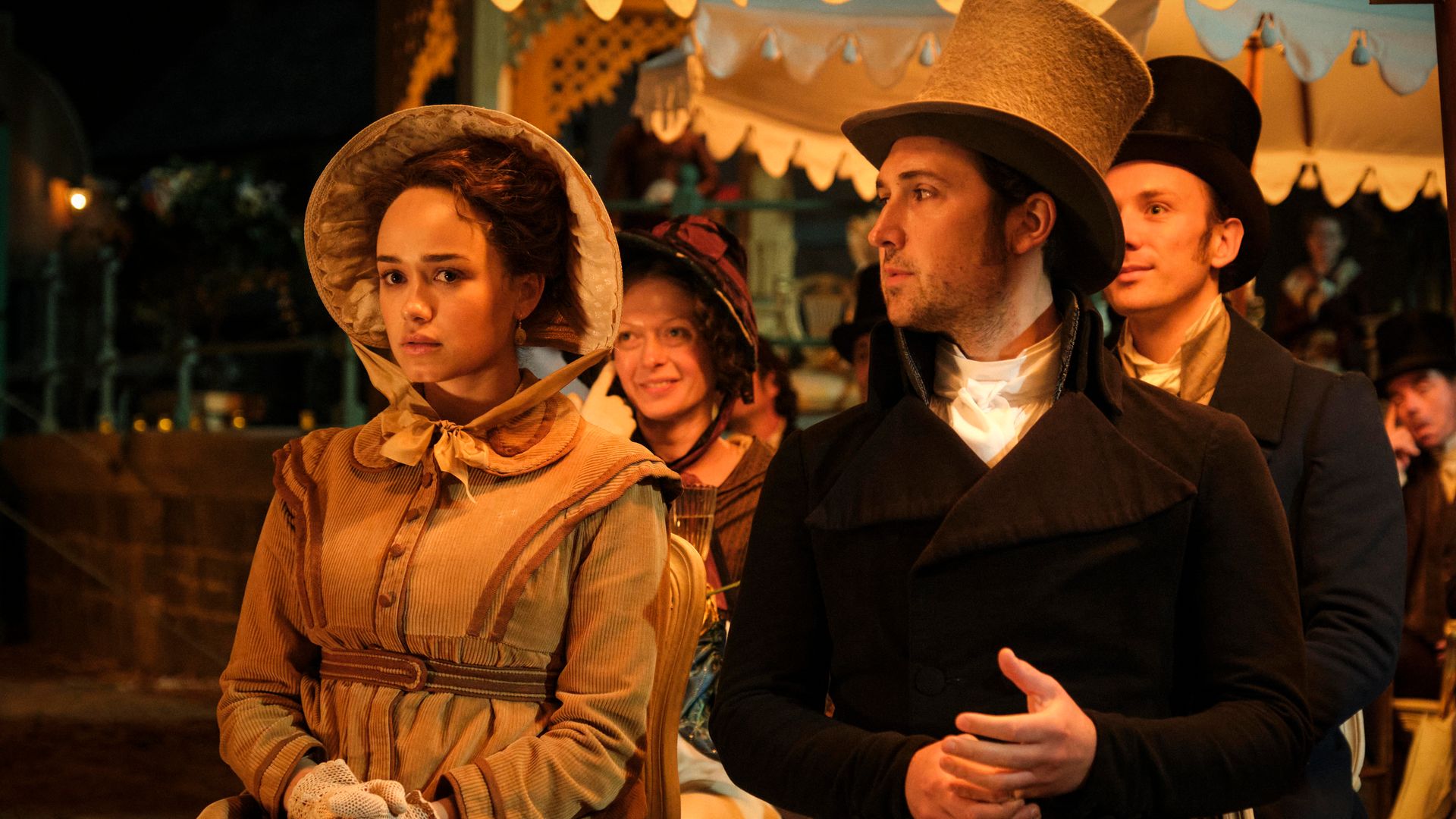 Ben Lloyd-Hughes as Alexander Colbourne and Rose Williams as Charlotte Heywood in Sanditon