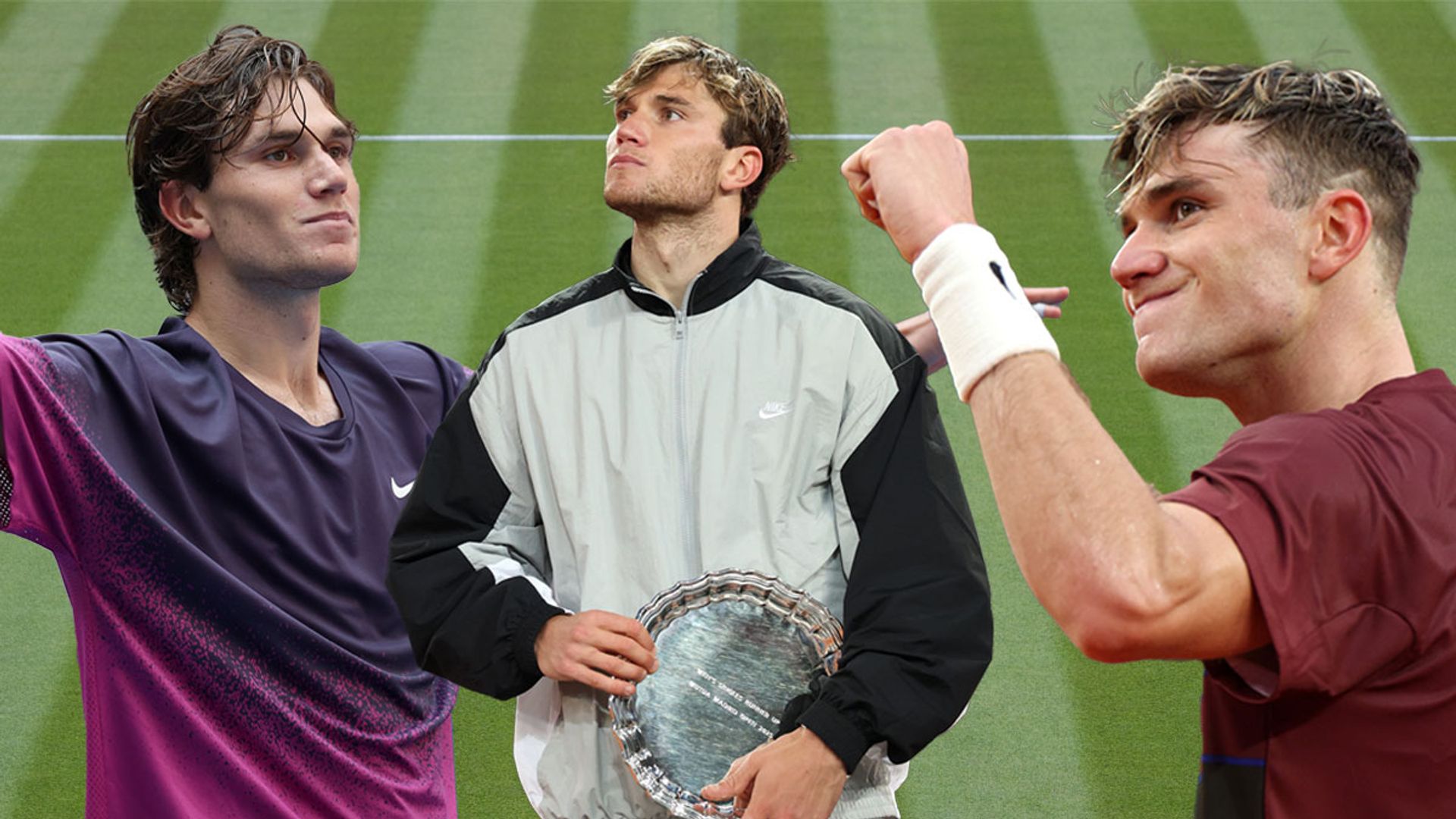 jack draper composite image with three images of tennis star