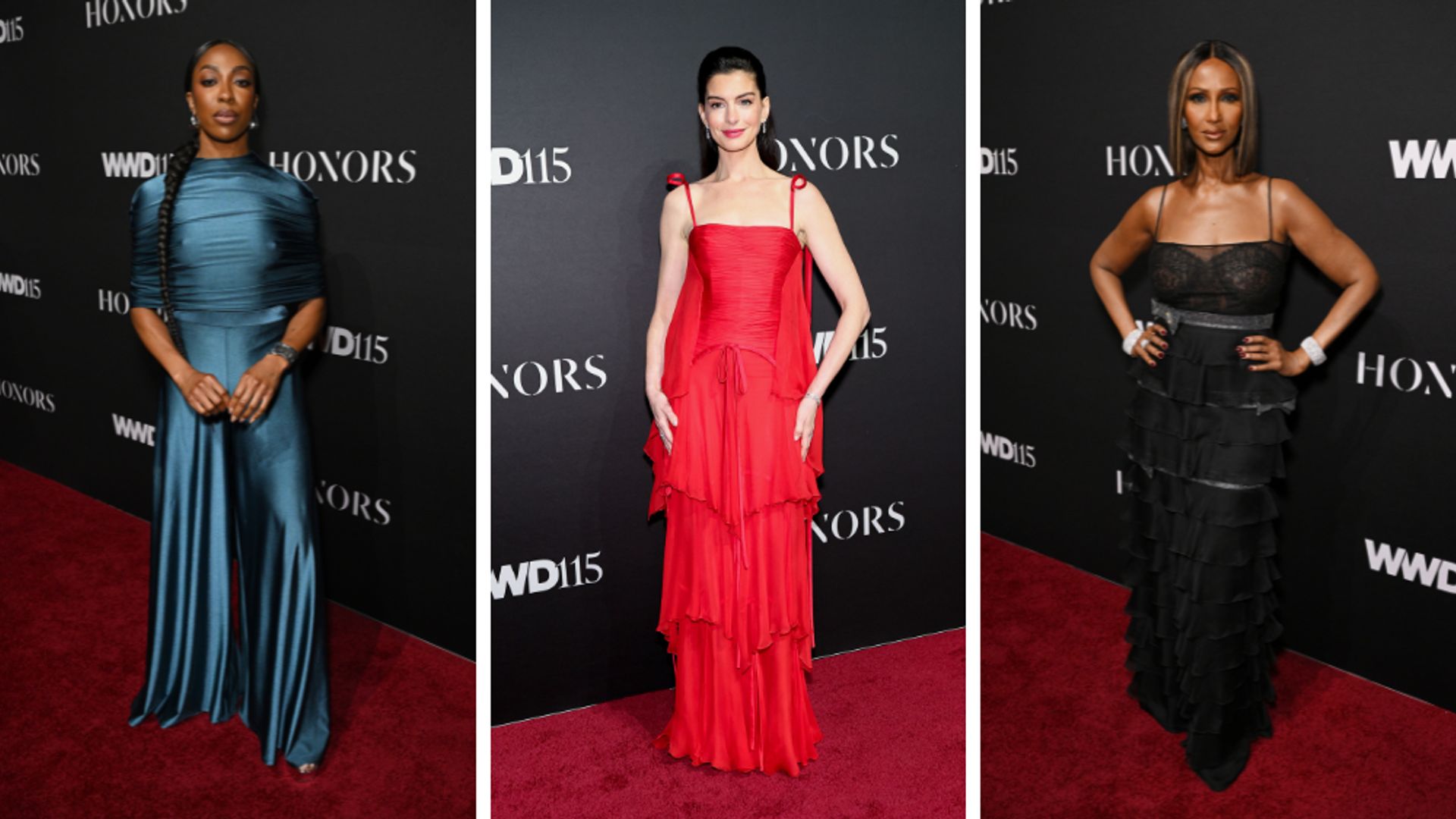 Anne Hathaway leads the best dressed in glam red frock at NY: 2025 WWD Honors