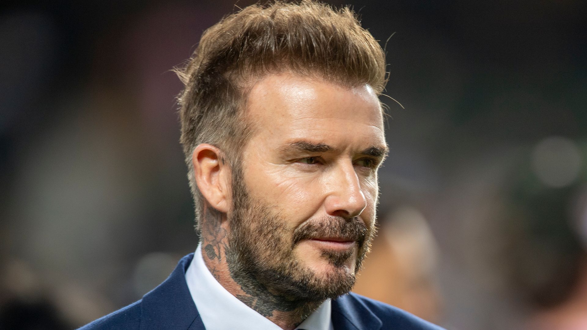 Co-owner David Beckham of Inter Miami CF reacts after the team winning the friendly match against Hong Kong Team at Hong Kong Stadium on February 4, 2024 in Hong Kong, China